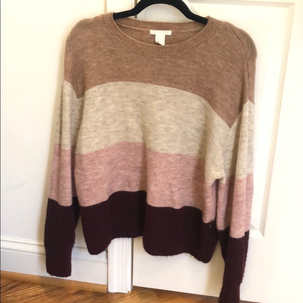 Color block striped cozy sweater